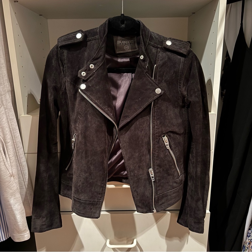 BLANKNYC Suede Moto Jacket, Chocolate Brown, XS